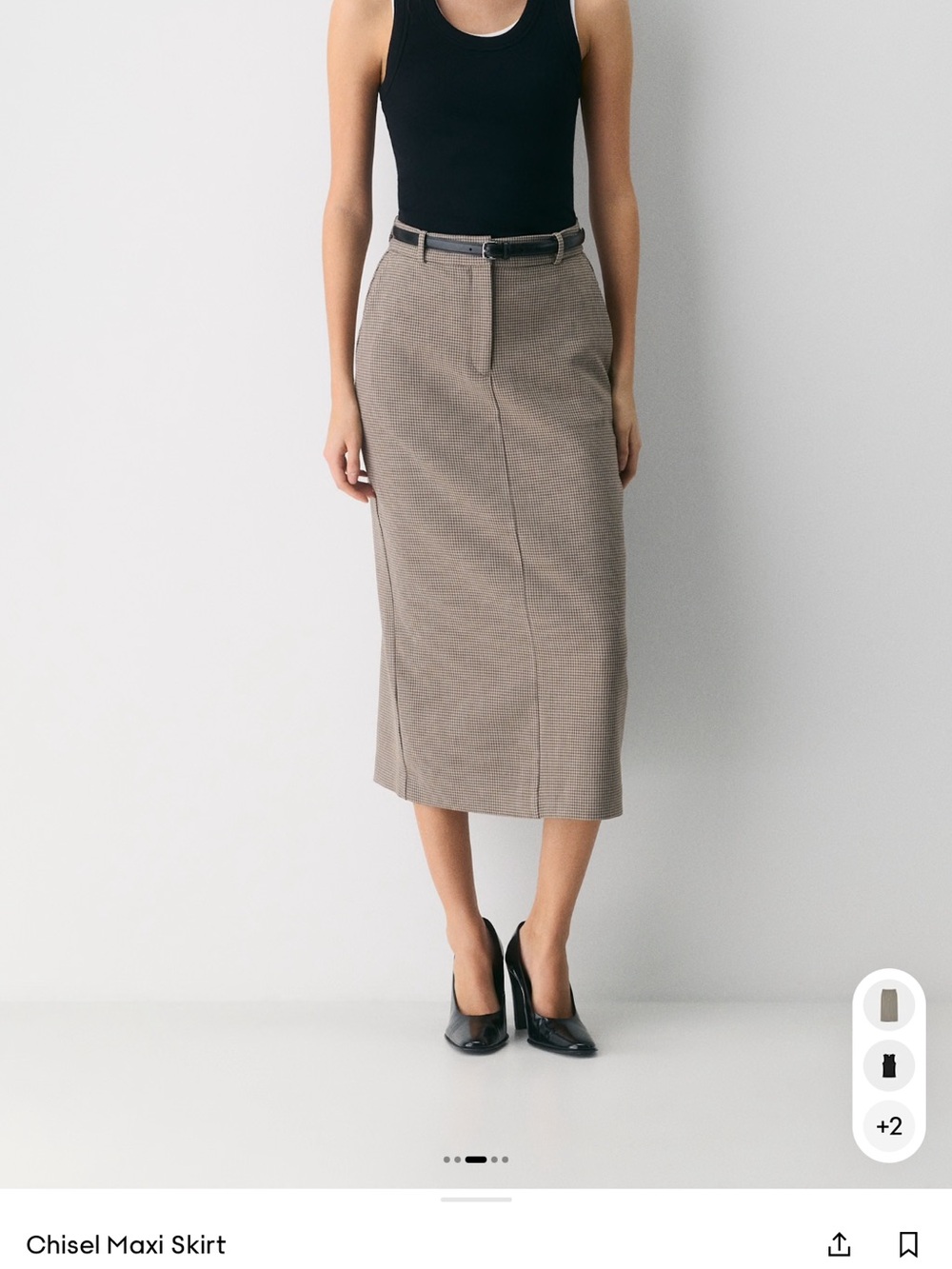 NWT Aritzia Chisel Maxi Skirt by Babaton, Grey Check, Maxi Pencil Skirt, Size 6 - Picture 7 of 16